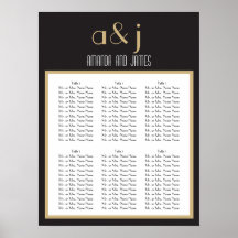 Art Deco Monogram Wedding Seating Chart Poster