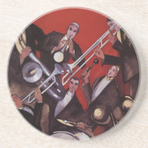 Art Deco Musical Band Jamming Drink Coasters