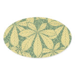 art deco nature leaves pattern art oval sticker