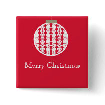 Art Deco Ornament Holday Button, Red