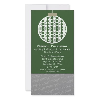 Art Deco Ornament Photo Card Invite, Green by SuperstarbingHoliday