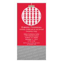 Art Deco Ornament Photo Card Invite, Red