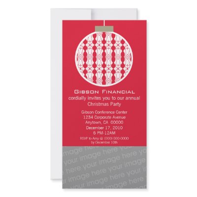 Art Deco Ornament Photo Card Invite, Red by SuperstarbingHoliday
