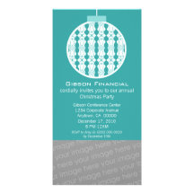 Art Deco Ornament Photo Card Invite, Turquoise
