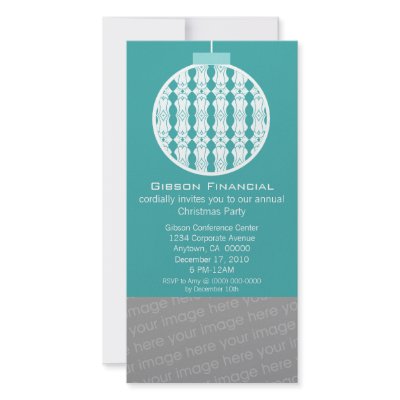 Art Deco Ornament Photo Card Invite, Turquoise by SuperstarbingHoliday