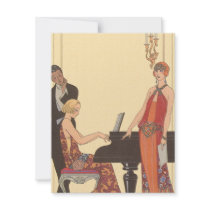 Art Deco Pianist and Singer Custom Invitations