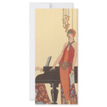 Art Deco Pianist and Singer Rack Card