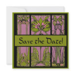 Art Deco Pink and Green Save the Date Cards invitations