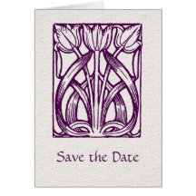 Art Deco Purple Tulips Save the Date Card