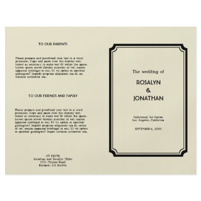 Art deco retro Hollywood glam wedding program by FidesDesign