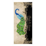 Art Deco Style Peacock Black n Cream Vintage Lace Personalised Invites