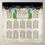 Art Deco Style Peacock Reception Seating Chart Posters