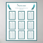 Art Deco Style Peacocks Wedding Seating Chart Posters