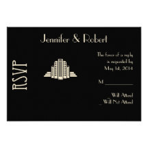 Art Deco Tower Ray Response Card Personalized Invitation