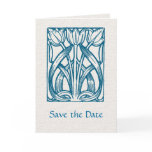 Art Deco Turquoise Tulips Save the Date Card