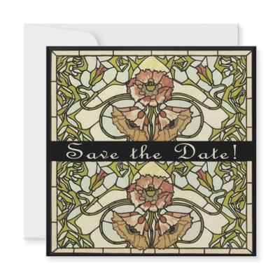 Art Deco Two Sided Customisable Save the Date Card Personalised Announcements by CustomizeACard