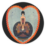 Art Deco Valentine Round Sticker