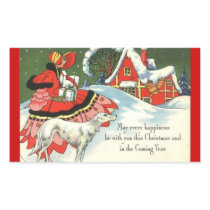 Art Deco Victorian Style Christmas Greeting Rectangular Stickers
