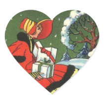 Art Deco Victorian Style Christmas Greeting Sticker