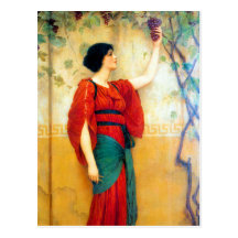Art Deco Woman and Grapes Post Card