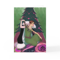 Art Deco Xmas, Pascaline in Olive, Rose and Green Greeting Cards