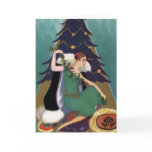 Art Deco Xmas, Pascaline in Teal, Gold and Navy Greeting Card