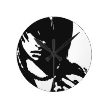 Art face black and white round wallclock