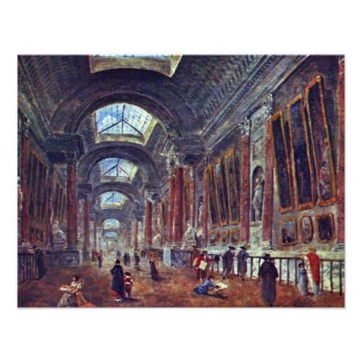 Art Gallery Of The Louvre Detail By Robert Hubert Personalized Announcement