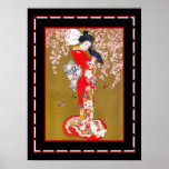 Art Japanese Geisha Lady Vintage Poster