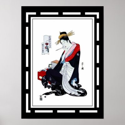 Art Japanese Vintage Poster Eishi 1756-1829, by Vintage_Prints
