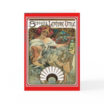 Art Nouveau ~ Alphonse Mucha "Biscuits" Greeting Cards by MagnoliaVintage