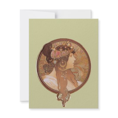 Art Nouveau - Alphonse Mucha Byzantine Head Custom Invitation by MyOtherPlanet