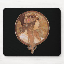 Art Nouveau - Alphonse Mucha Byzantine Head Mouse Pad