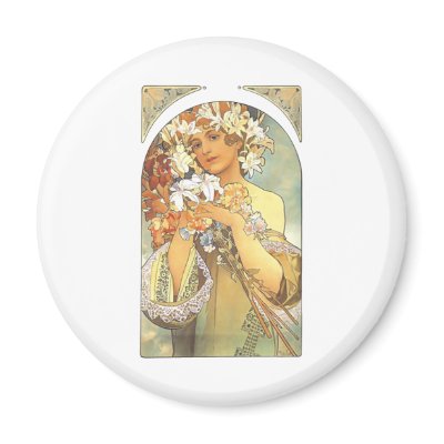 Art Nouveau - Alphonse Mucha "Flower" Fridge Magnets by MyOtherPlanet