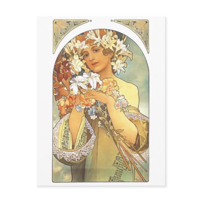 Art Nouveau - Alphonse Mucha "Flower" Postcards by MyOtherPlanet