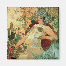 Art Nouveau ~ Autumn by Alphonse Mucha Fridge Magnet