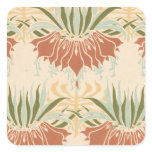 art nouveau bold floral decorative pattern square stickers