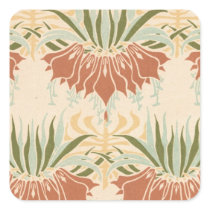 art nouveau bold floral decorative pattern square stickers