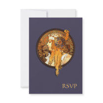Art Nouveau Bride Wedding RSVP Card