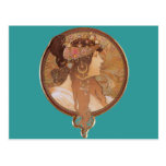 Art Nouveau - Byzantine Head, The Brunette Postcards