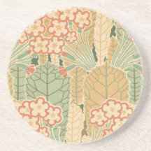 art nouveau celebration of harvest drink coaster