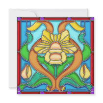 Art Nouveau Daffodil Stain Glass Frame