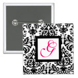 ART NOUVEAU DAMASK SQUARE  MONOGRAM,pink fuchsia