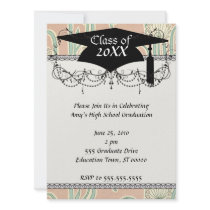 art nouveau dandelions art graduation personalized invite