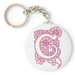 Art Nouveau Floral Monogram C Keychains