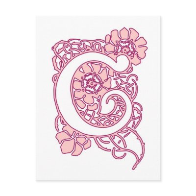 Art Nouveau Floral Monogram C Postcard by Cardgallery