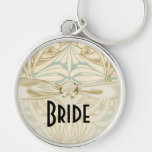art nouveau floral swirl pattern neutrals key chains