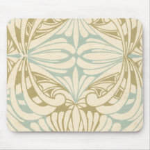 art nouveau floral swirl pattern neutrals mouse pad