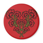 Art Nouveau Flower Heart Red Refrigerator Magnets