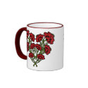Art Nouveau Flower Heart Red mugs